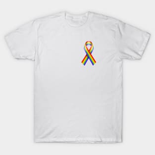 Rainbow flag ribbon LGBTQ gay rights equality T-Shirt